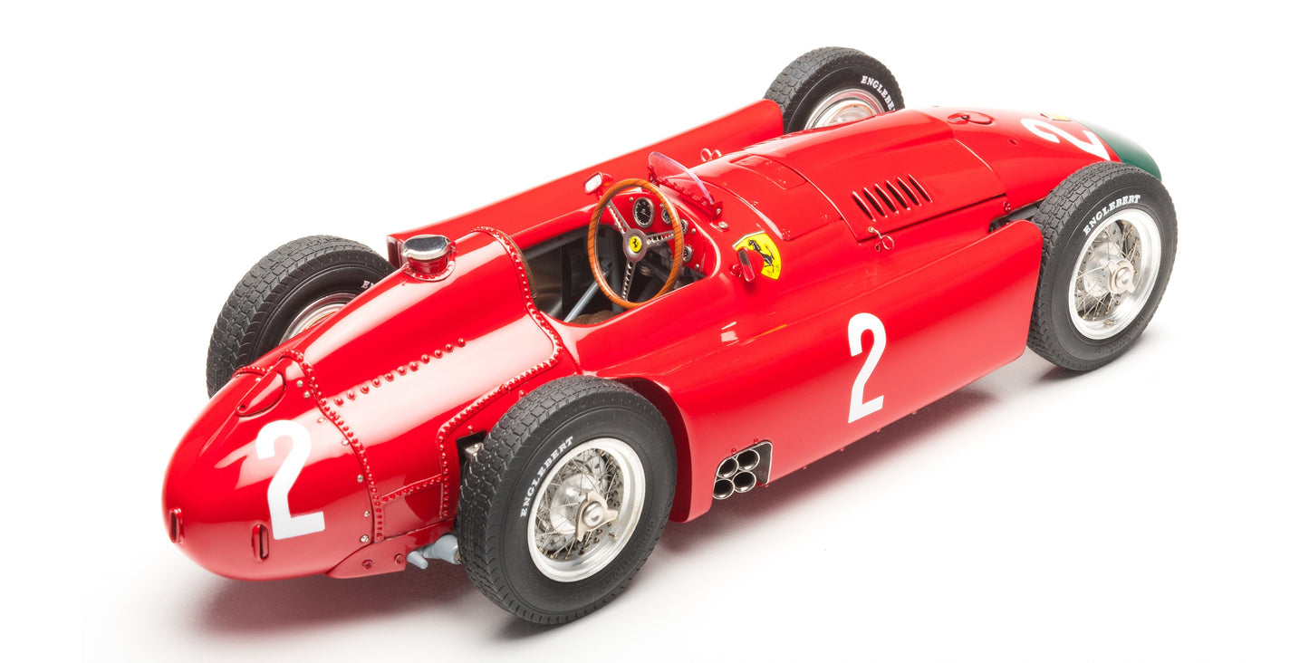 CMC M-185 — Ferrari D50 1956, Peter Collins #2, German GP Winner (Long Nose), front three-quarter view, alternate angle, 1:18 scale diecast model