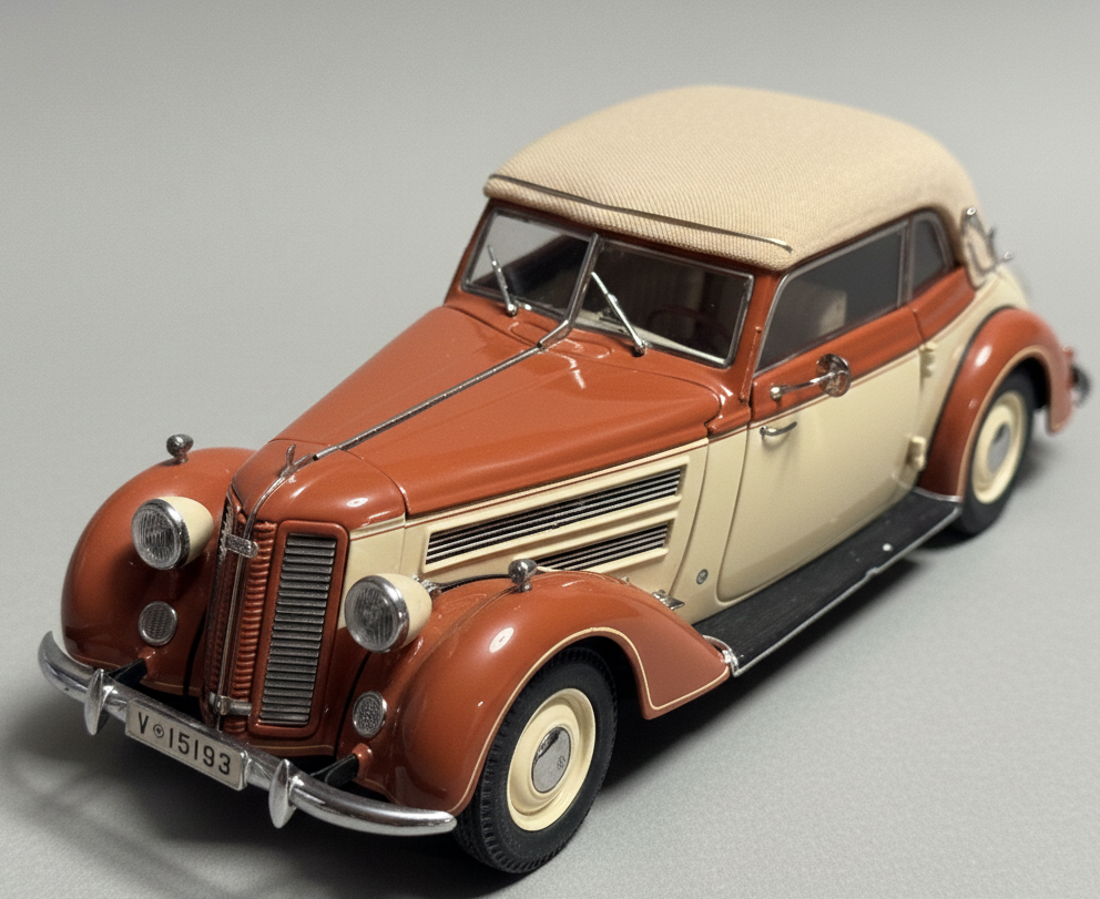CMC M-032 — Audi 920 Cabriolet 1938-1940, front three-quarter view, 1:18 scale diecast model
