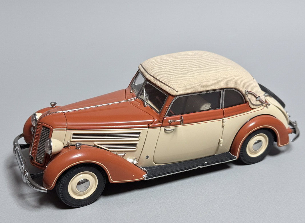 CMC M-032 — Audi 920 Cabriolet 1938-1940, front three-quarter view, alternate angle 2, 1:18 scale diecast model