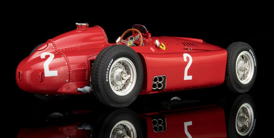 CMC M-185 — Ferrari D50 1956, Peter Collins #2, German GP Winner (Long Nose), front three-quarter view, 1:18 scale diecast model