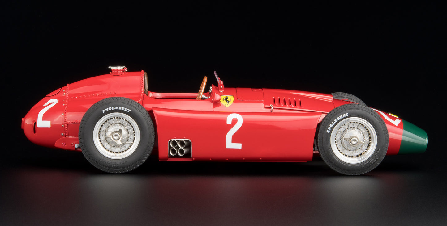 CMC M-185 — Ferrari D50 1956, Peter Collins #2, German GP Winner (Long Nose), left side profile, alternate angle, 1:18 scale diecast model