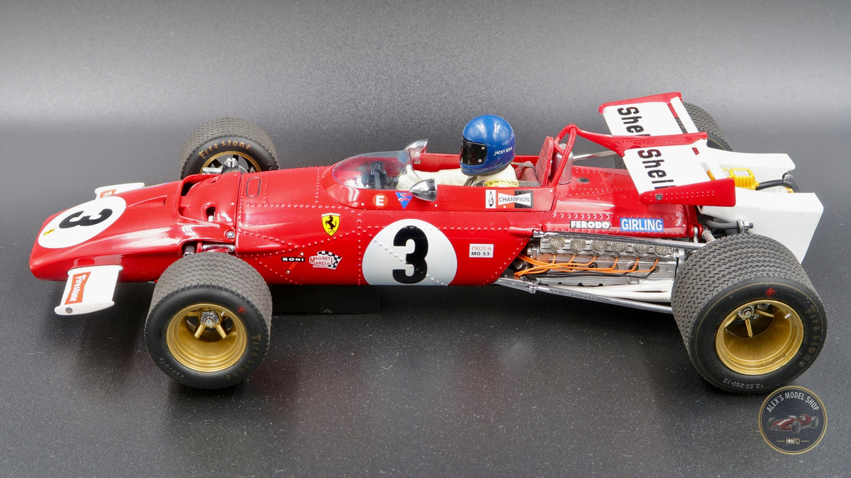 Exoto GPC97063 Ferrari 312B 1970, Jacky Ickx #3, Mexican GP winner, Firestone tyres on gold wheels, 1:18 diecast