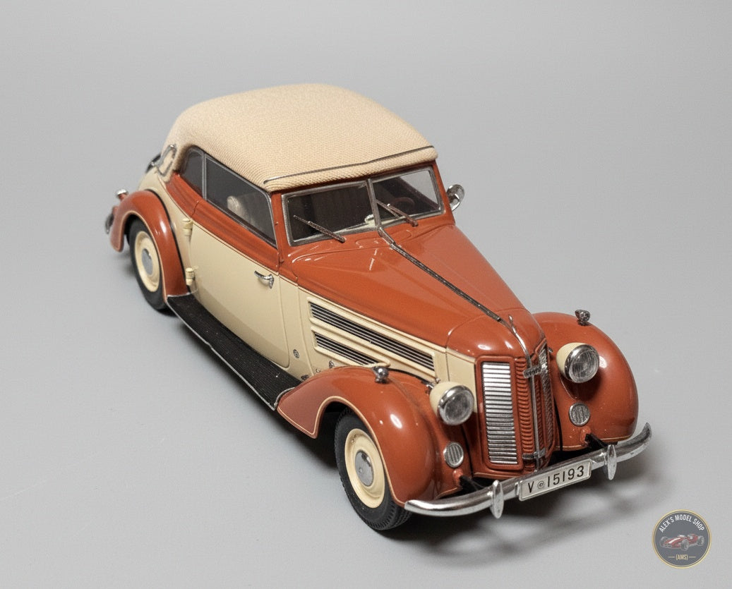 CMC M-032 — Audi 920 Cabriolet 1938-1940, front three-quarter view, left side, 1:18 scale diecast model