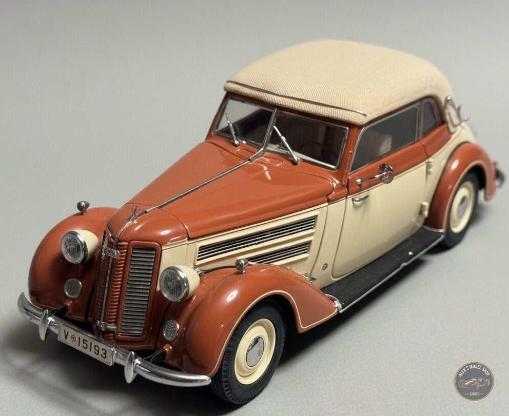 CMC M-032 — Audi 920 Cabriolet 1938-1940, front three-quarter view, alternate angle, 1:18 scale diecast model