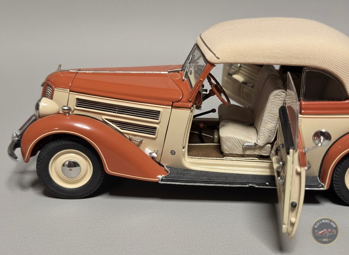 CMC M-032 — Audi 920 Cabriolet 1938-1940, right side profile, alternate angle, 1:18 scale diecast model