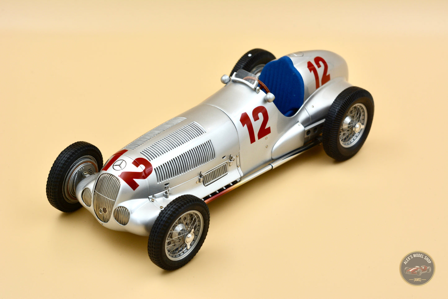 CMC 1:18 Mercedes-Benz W125 #12, Rudolf Caracciola (1937) — front right three-quarter view