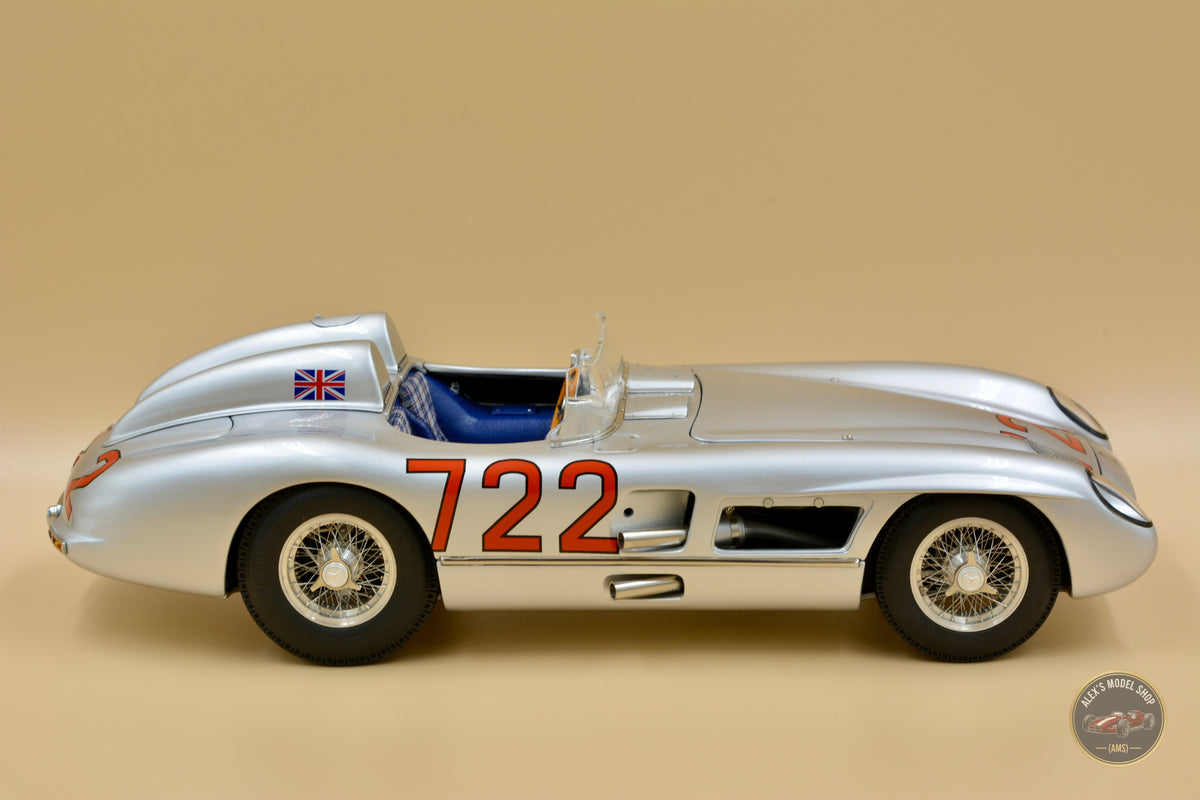 CMC M-066 Mercedes-Benz 300 SLR 1955, Stirling Moss #722, Sieger Mille Miglia, Seitenprofil rechts, Modellauto im Massstab 1:18